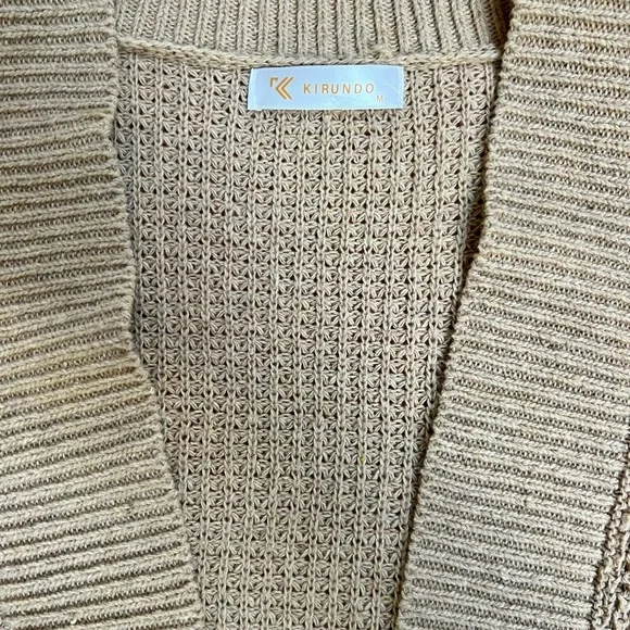 KIRUNDO Cardigan Sweater in Khaki, size medium - Picture 9 of 10